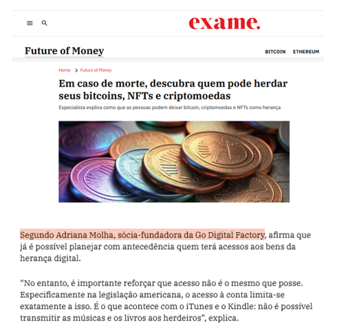 Matéria Exame - Criptomoedas