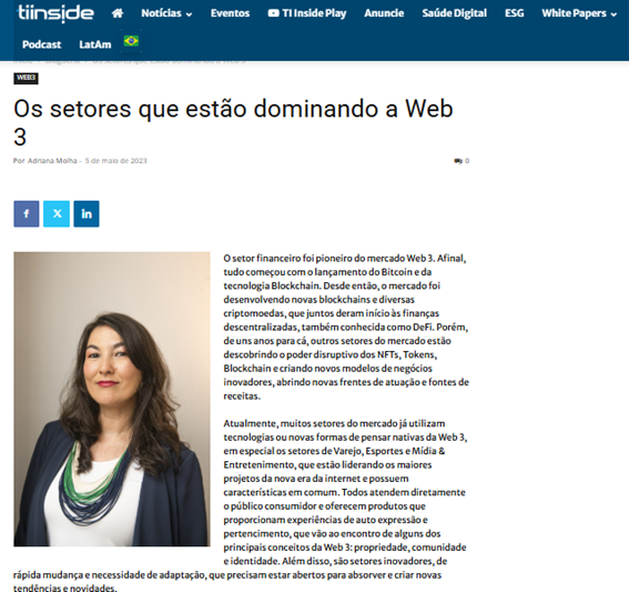 Matéria para TI Inside - Mercado de Web3