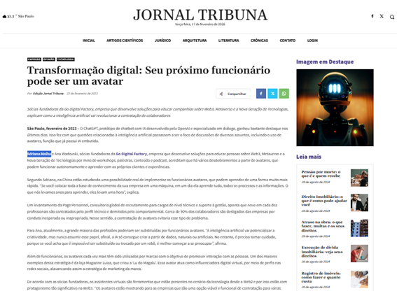 Matéria para Jornal Tribuna